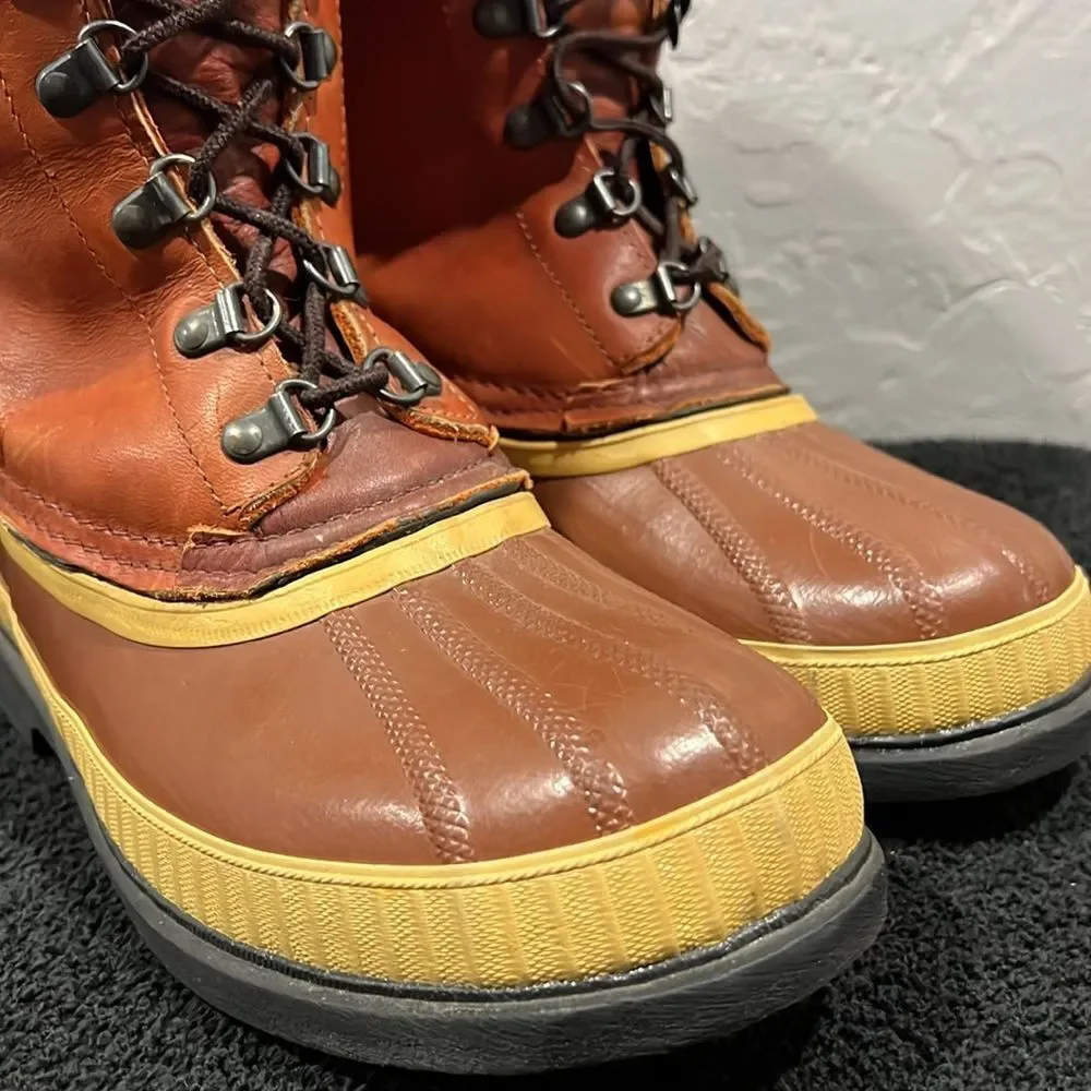 🔥🔥 Vintage SOREL KAUFMAN Polar Pac Boots Leather/Rubber/Wool Inserts Sz 6 - EU